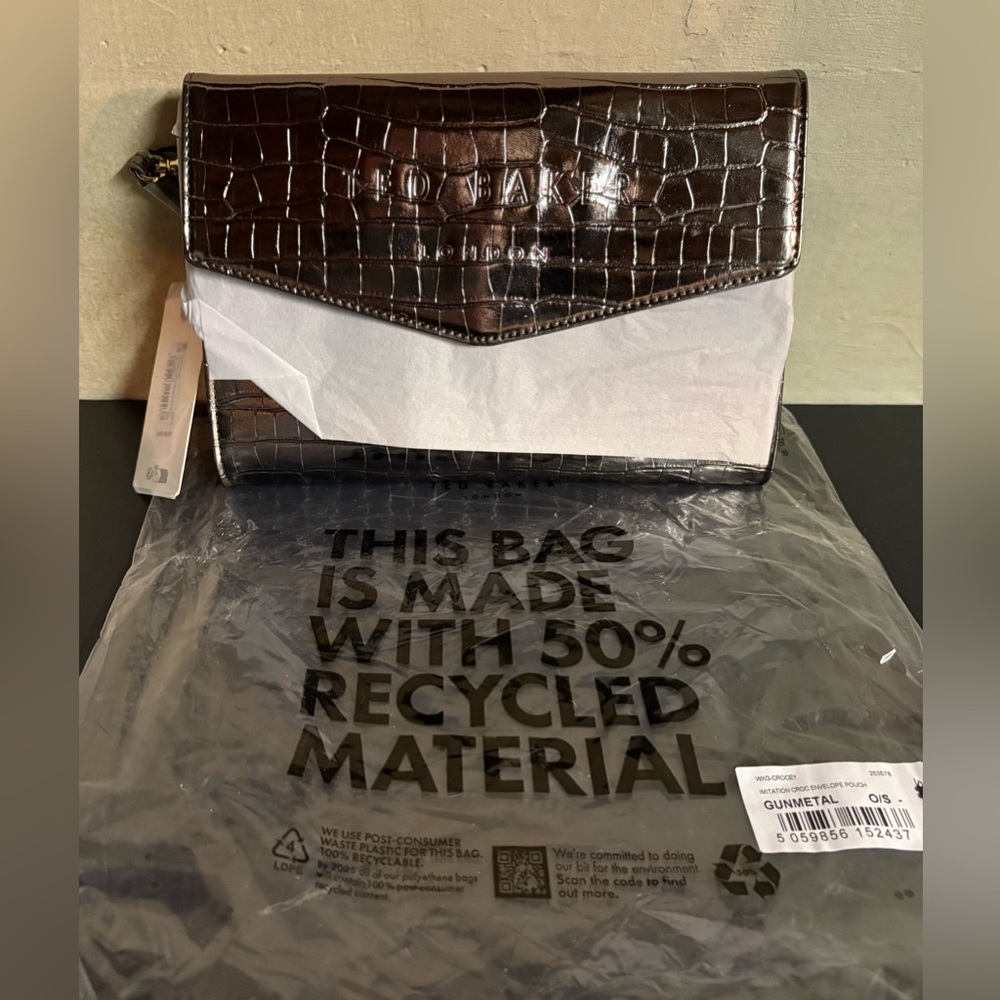 Ted Baker Envelope Pouch Imitation Croc Gunmetal